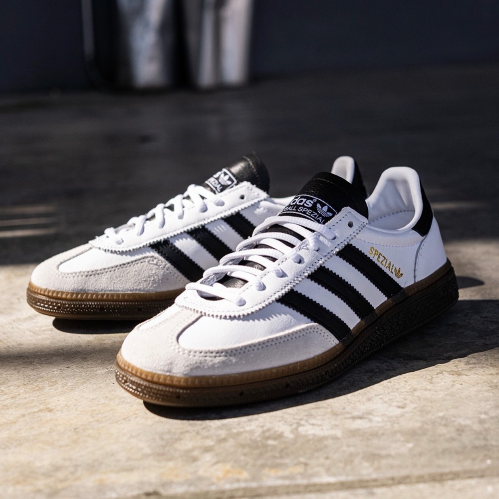 adidas Handball Spezial White and Black Leather Sneakers - Picture 6 of 11